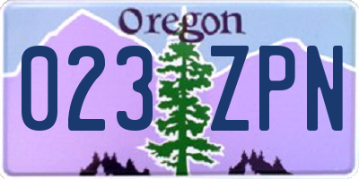 OR license plate 023ZPN