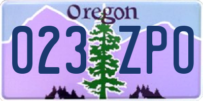 OR license plate 023ZPO