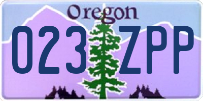OR license plate 023ZPP