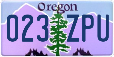 OR license plate 023ZPU