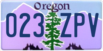 OR license plate 023ZPV