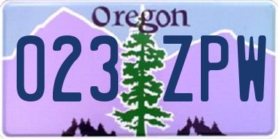 OR license plate 023ZPW