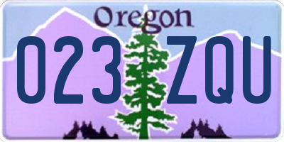 OR license plate 023ZQU