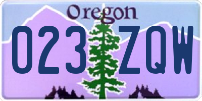 OR license plate 023ZQW