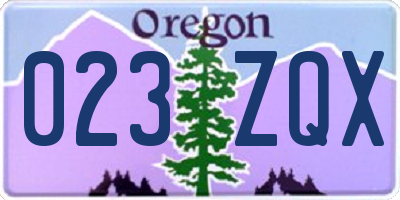 OR license plate 023ZQX