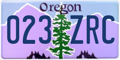 OR license plate 023ZRC