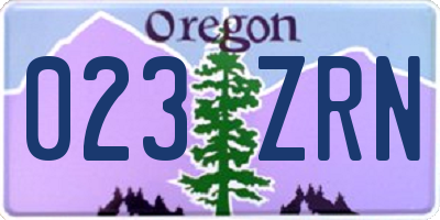 OR license plate 023ZRN