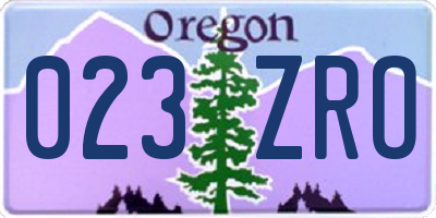 OR license plate 023ZRO