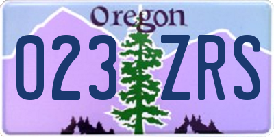 OR license plate 023ZRS