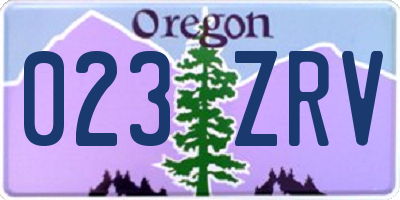 OR license plate 023ZRV