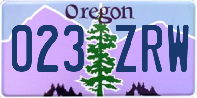 OR license plate 023ZRW