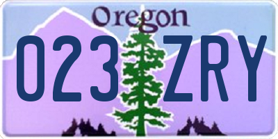 OR license plate 023ZRY