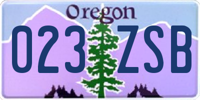 OR license plate 023ZSB