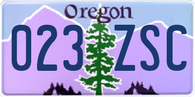 OR license plate 023ZSC