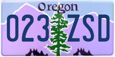 OR license plate 023ZSD