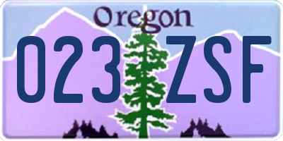 OR license plate 023ZSF