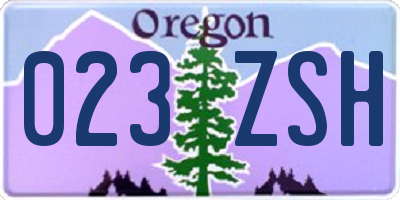 OR license plate 023ZSH