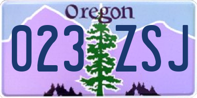 OR license plate 023ZSJ