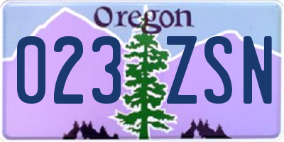 OR license plate 023ZSN