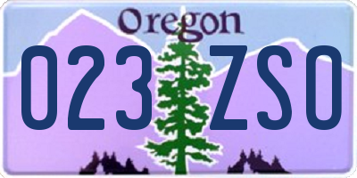 OR license plate 023ZSO