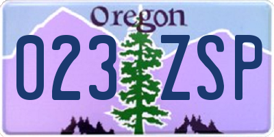 OR license plate 023ZSP