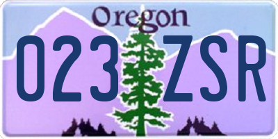 OR license plate 023ZSR