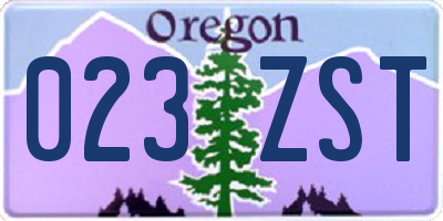 OR license plate 023ZST