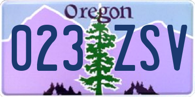 OR license plate 023ZSV