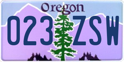 OR license plate 023ZSW