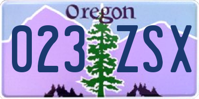 OR license plate 023ZSX