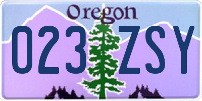 OR license plate 023ZSY