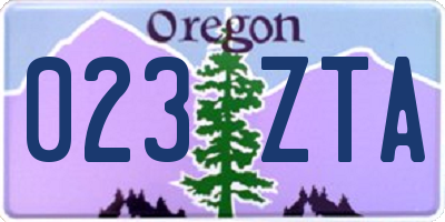 OR license plate 023ZTA