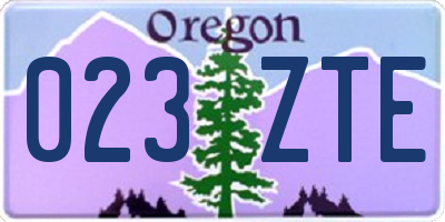 OR license plate 023ZTE