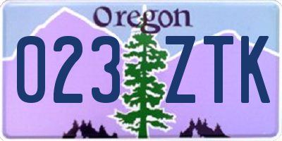 OR license plate 023ZTK