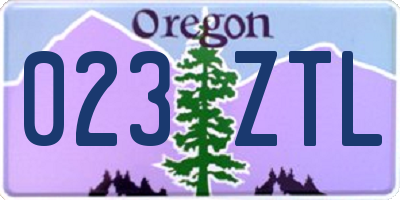 OR license plate 023ZTL
