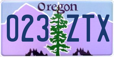 OR license plate 023ZTX