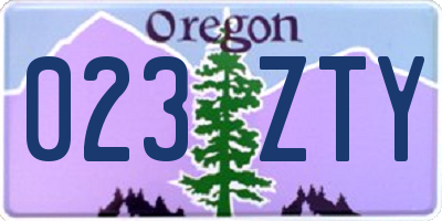 OR license plate 023ZTY
