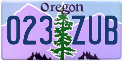 OR license plate 023ZUB