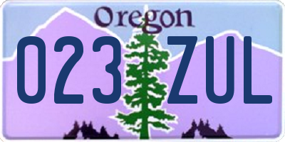OR license plate 023ZUL