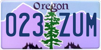 OR license plate 023ZUM