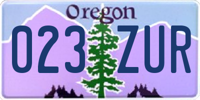 OR license plate 023ZUR