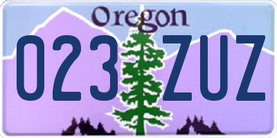 OR license plate 023ZUZ