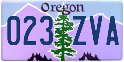 OR license plate 023ZVA