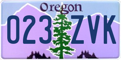 OR license plate 023ZVK