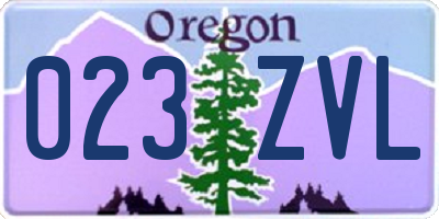 OR license plate 023ZVL