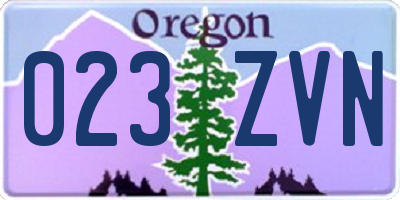 OR license plate 023ZVN
