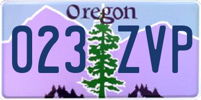 OR license plate 023ZVP
