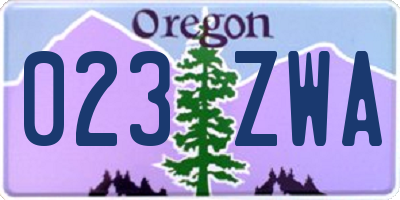 OR license plate 023ZWA