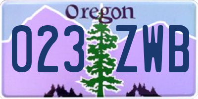 OR license plate 023ZWB