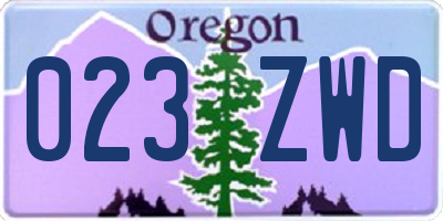 OR license plate 023ZWD